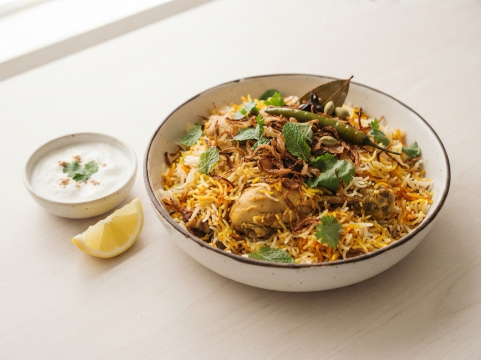 Chicken Biryani, angerichtet
